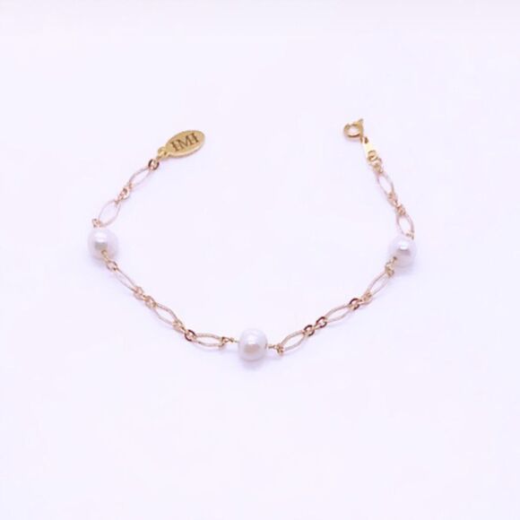 HighMaintenanceHippie Saltwater Pearl Bracelet with Diamond Link Chain (Gold) - Picture 1 of 2